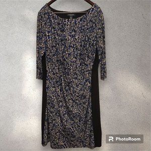 Women's Lauren By Ralph Lauren Plus 20W Midi Dress Geometric Print 3/4 Sleeves